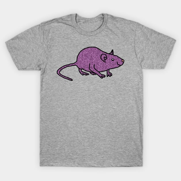 Purple Metallic Effect Rat Line Drawing T-Shirt by ellenhenryart
